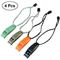 Los mejores  - VORCOOL 4PCS Silbato de Seguridad con cordón y Silbato Grande de la Emergencia del Clip para el Senderismo al Aire Libre…